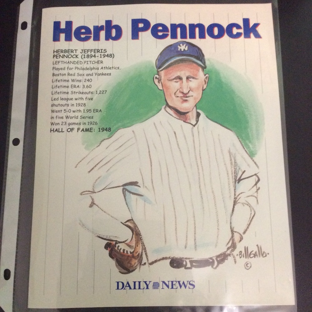 New York Yankees Daily News Herb Pennock